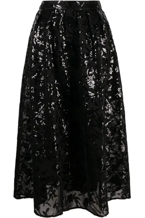 Maje Sequinned mesh midi skirt