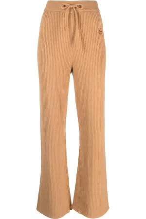 Chocoolate Logo-embroidered ribbed trousers
