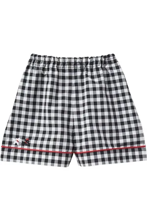 Familiar Motif-embroidered gingham trousers