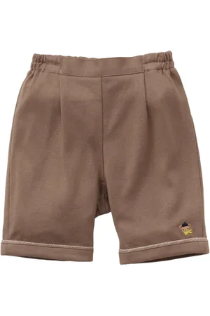 Familiar Bear-embroidered cotton trousers