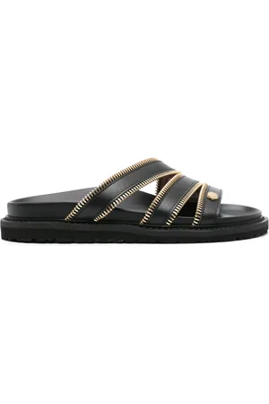 Moschino Zip-embellished leather slides