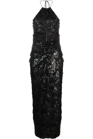 ROTATE Sequinned halterneck midi dress