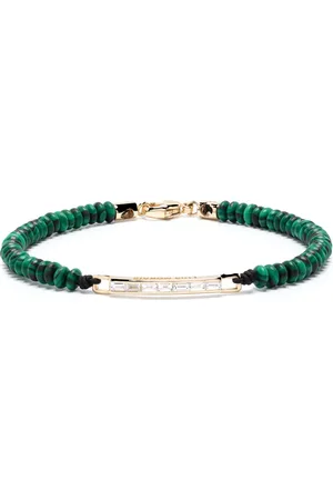 LUIS MORAIS 14kt yellow gold diamond and malachite beaded bracelet