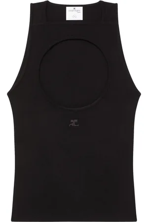 Courrèges Logo-patch cutout tank top