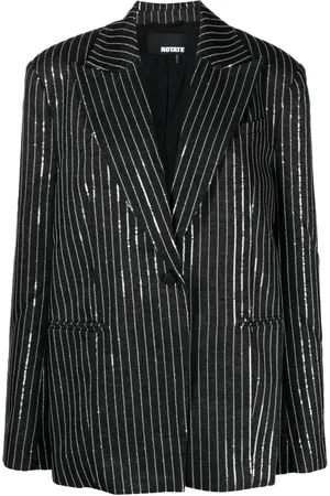 ROTATE Sequinned striped single-breasted blazer