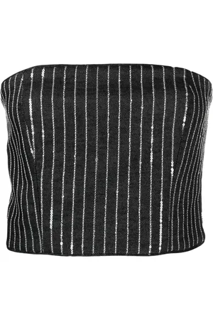 ROTATE Sequinned striped crop top
