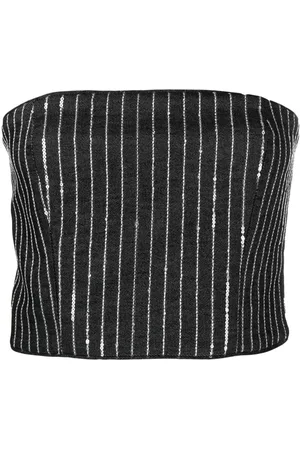 ROTATE Sequinned striped crop top