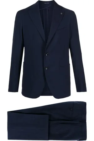 TAGLIATORE Logo-appliqu?? virgin wool single-breasted suit