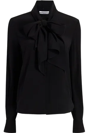 Another Tomorrow Pussy-bow silk-crepe blouse
