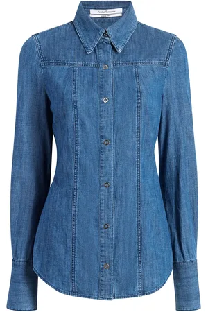 Another Tomorrow Chambray slim-cut shirt