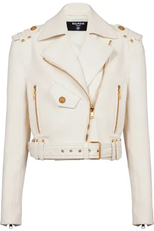Balmain Cropped leather biker jacket