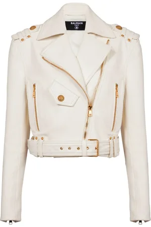 Balmain Cropped leather biker jacket