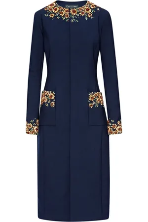 Oscar de la Renta Sunflower crystal-embroidered coat