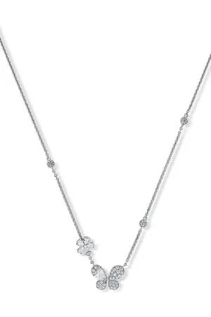 David Morris 18kt white gold diamond Pixie pendant necklace
