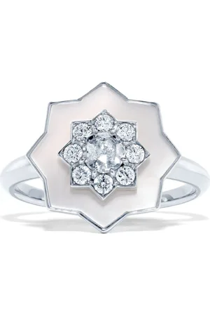 David Morris 18kt white gold Astra diamond and mother-of-pearl ring