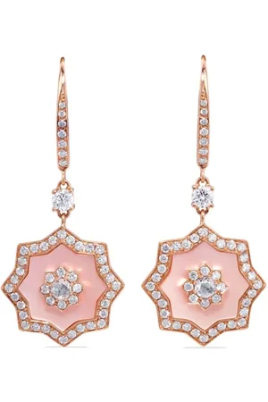 David Morris 18kt rose gold Astra diamond and mother-of-pearl drop earrings