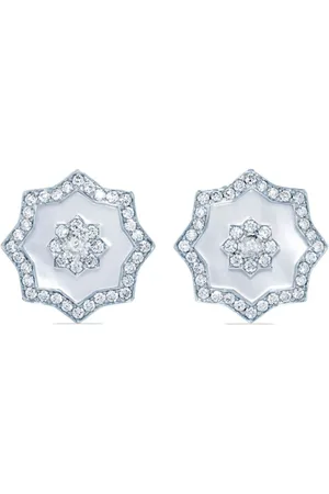 David Morris 18kt white gold Astra diamond and mother-of-pearl earrings
