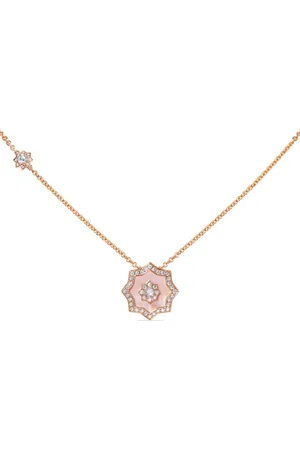 David Morris 18kt rose gold Astra diamond and mother-of-pearl pendant necklace
