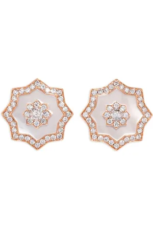David Morris 18kt rose gold Astra mother-of-pearl and diamond earrings