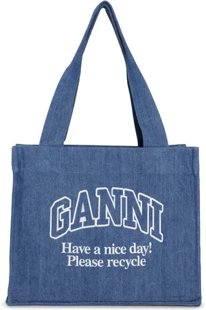 Ganni Logo-print denim shoulder bag