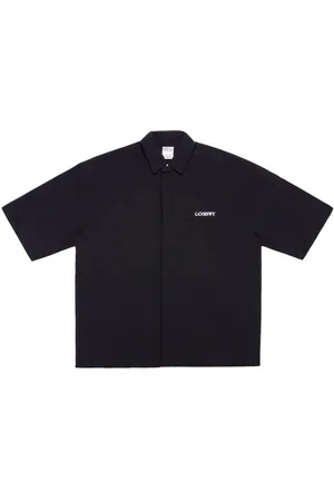 enamelled-logo zip-up shirt