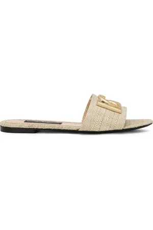 Dolce & Gabbana DG-logo raffia slides