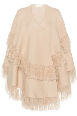 By Malene Birger Fringed wool-blend cape