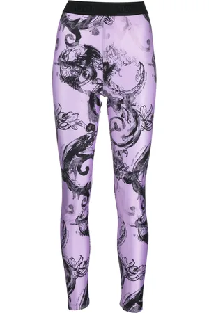 VERSACE Logo-waistband graphic-print legging