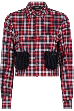Dsquared2 Logo-plaque checkered cropped shirt