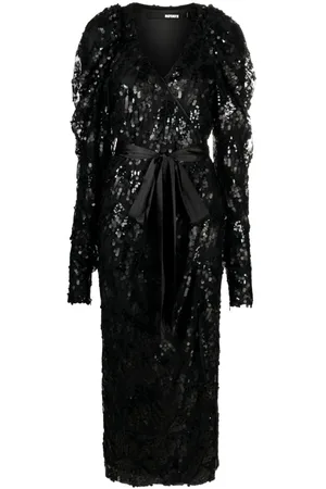 ROTATE Sequined wrap midi dress