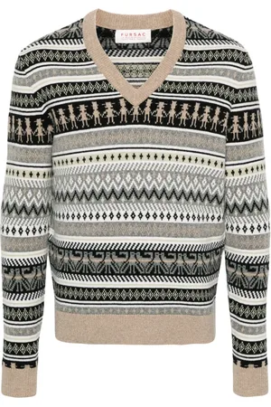 Fursac Intarsia-knit wool jumper