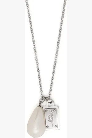 Dolce & Gabbana Logo-plaque pearl-pendant necklace