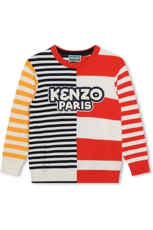 Kenzo Logo-patch striped cotton jumper