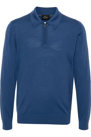 BRIONI Zip-fastening wool polo shirt