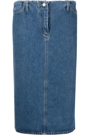 MAGDA BUTRYM Engraved-logo denim pencil skirt