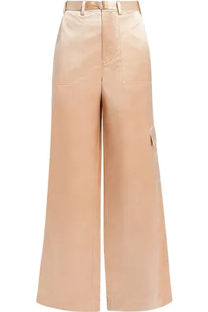 Staud Belted satin-finish palazzo pants