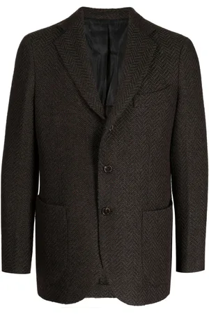 MAN ON THE BOON. Herringbone-pattern single-breasted blazer