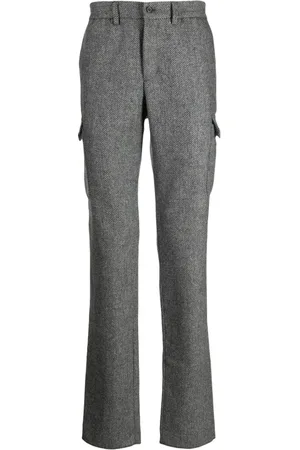 MAN ON THE BOON. Herringbone wool cargo trousers