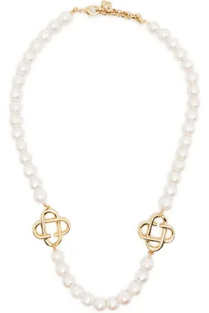 Casablanca Logo-plaque pearl-detailing necklace