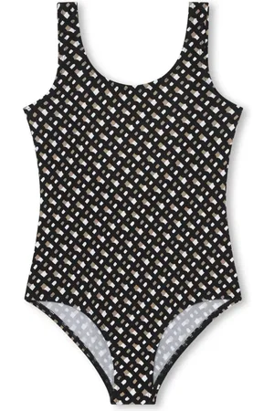 HUGO BOSS Monogram-pattern scoop-back swimsuit