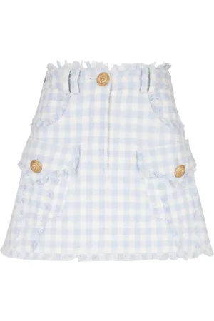 Balmain Gingham-pattern A-line miniskirt
