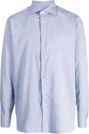 LARDINI Spread-collar twill shirt