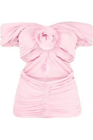 MAGDA BUTRYM Rose-appliqu?? ruched top