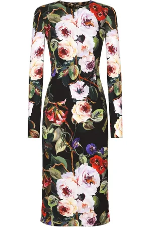 Dolce & Gabbana Floral-print long-sleeve midi dress
