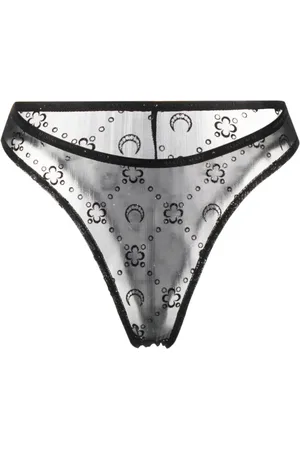 Marine Serre Crescent-moon flocked mesh briefs