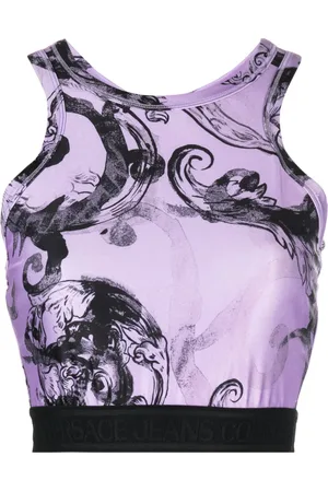 VERSACE Baroque-print cropped racerback top