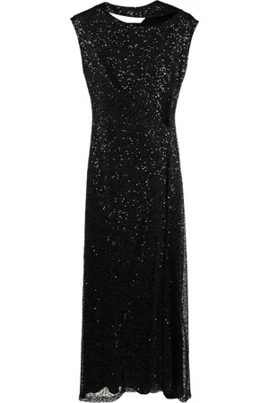 Gloria Coelho Sequin-embellished asymmetric-neck dress