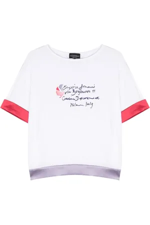 Emporio Armani Contrasting-trim logo-print T-shirt