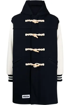 Chocoolate Logo-patch hooded duffle coat