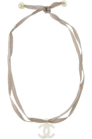 CHANEL 2002 transparent CC-logo fabric necklace
